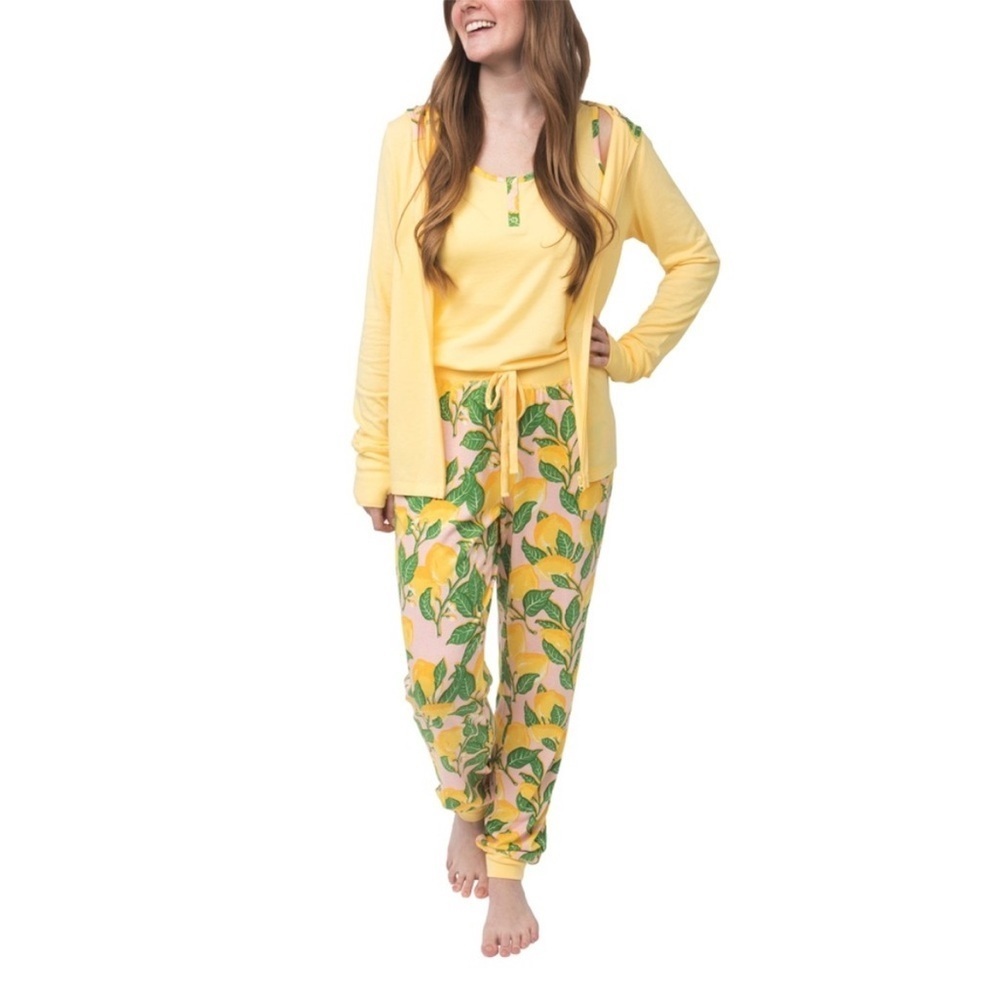 NEW Munki Munki‎ Ladies 3 Piece Lounge Set Womens Pajama Hoodie Tank Jogger Wear